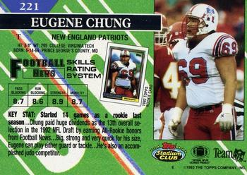1993 Stadium Club - First Day Production/Issue #221 Eugene Chung Back