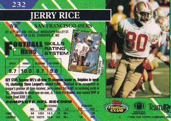 1993 Stadium Club - First Day Production/Issue #232 Jerry Rice Back