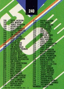 1993 Stadium Club - First Day Production/Issue #240 Checklist: 126-250 Back