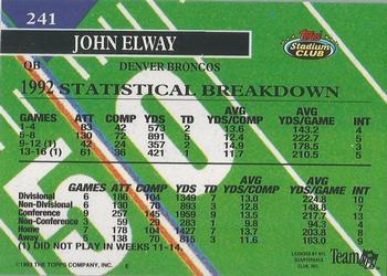 1993 Stadium Club - First Day Production/Issue #241 John Elway Back