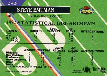 1993 Stadium Club - First Day Production/Issue #243 Steve Emtman Back