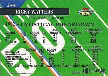 1993 Stadium Club - First Day Production/Issue #244 Ricky Watters Back