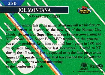 1993 Stadium Club - First Day Production/Issue #250 Joe Montana Back