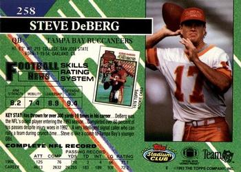 1993 Stadium Club - First Day Production/Issue #258 Steve DeBerg Back