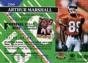 1993 Stadium Club - First Day Production/Issue #266 Arthur Marshall Back