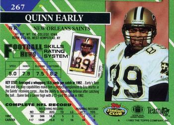 1993 Stadium Club - First Day Production/Issue #267 Quinn Early Back