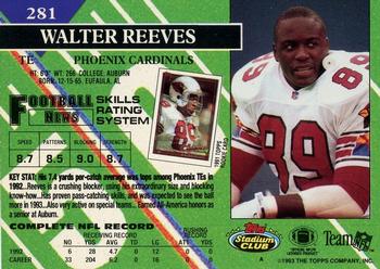 1993 Stadium Club - First Day Production/Issue #281 Walter Reeves Back
