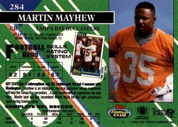 1993 Stadium Club - First Day Production/Issue #284 Martin Mayhew Back