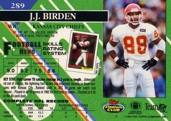1993 Stadium Club - First Day Production/Issue #289 J.J. Birden Back