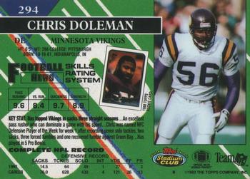 1993 Stadium Club - First Day Production/Issue #294 Chris Doleman Back