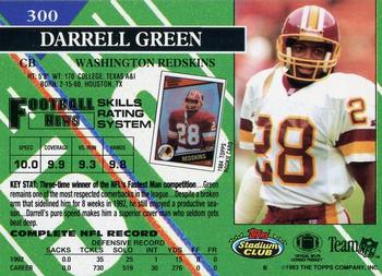 1993 Stadium Club - First Day Production/Issue #300 Darrell Green Back