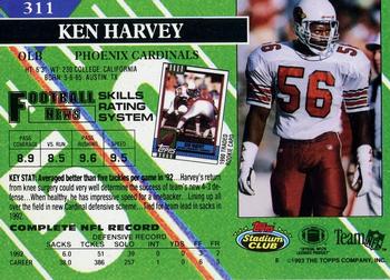 1993 Stadium Club - First Day Production/Issue #311 Ken Harvey Back