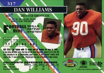 1993 Stadium Club - First Day Production/Issue #317 Dan Williams Back