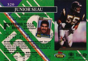 1993 Stadium Club - First Day Production/Issue #320 Junior Seau Back