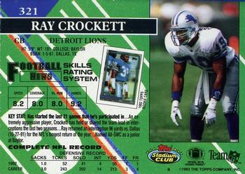 1993 Stadium Club - First Day Production/Issue #321 Ray Crockett Back