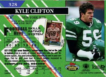 1993 Stadium Club - First Day Production/Issue #328 Kyle Clifton Back