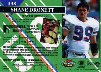 1993 Stadium Club - First Day Production/Issue #338 Shane Dronett Back