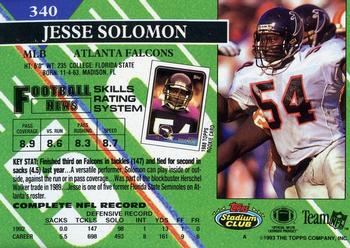1993 Stadium Club - First Day Production/Issue #340 Jesse Solomon Back