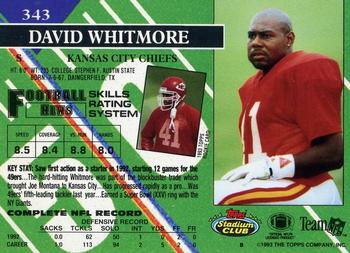 1993 Stadium Club - First Day Production/Issue #343 David Whitmore Back