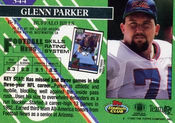 1993 Stadium Club - First Day Production/Issue #344 Glenn Parker Back