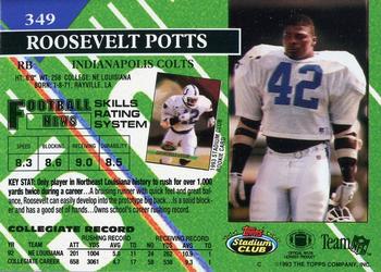 1993 Stadium Club - First Day Production/Issue #349 Roosevelt Potts Back