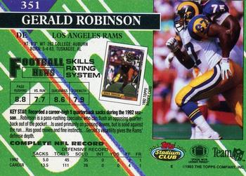 1993 Stadium Club - First Day Production/Issue #351 Gerald Robinson Back