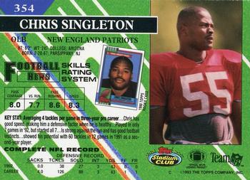 1993 Stadium Club - First Day Production/Issue #354 Chris Singleton Back