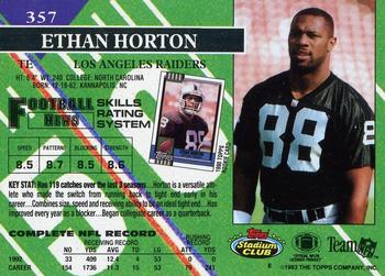 1993 Stadium Club - First Day Production/Issue #357 Ethan Horton Back
