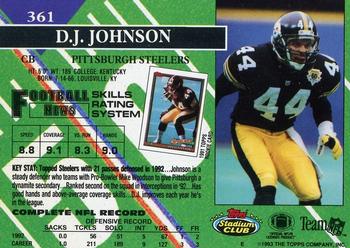 1993 Stadium Club - First Day Production/Issue #361 D.J. Johnson Back