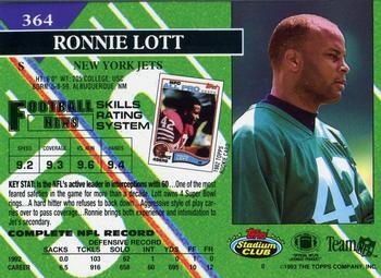 1993 Stadium Club - First Day Production/Issue #364 Ronnie Lott Back