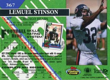 1993 Stadium Club - First Day Production/Issue #367 Lemuel Stinson Back