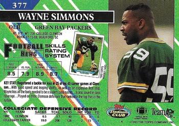 1993 Stadium Club - First Day Production/Issue #377 Wayne Simmons Back