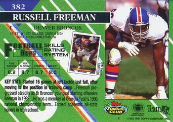 1993 Stadium Club - First Day Production/Issue #382 Russell Freeman Back