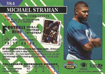 1993 Stadium Club - First Day Production/Issue #384 Michael Strahan Back