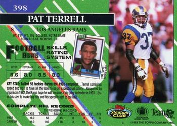 1993 Stadium Club - First Day Production/Issue #398 Pat Terrell Back