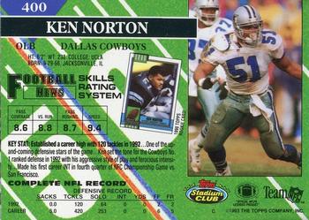 1993 Stadium Club - First Day Production/Issue #400 Ken Norton Back