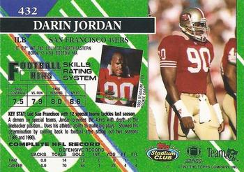 1993 Stadium Club - First Day Production/Issue #432 Darin Jordan Back