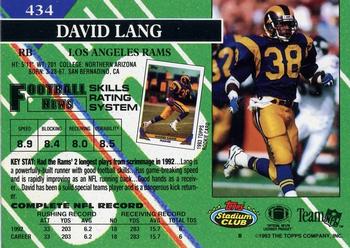 1993 Stadium Club - First Day Production/Issue #434 David Lang Back