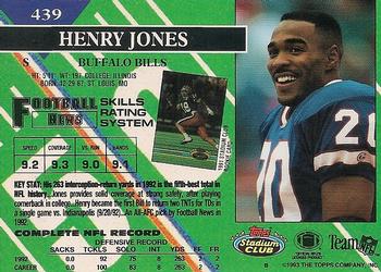 1993 Stadium Club - First Day Production/Issue #439 Henry Jones Back