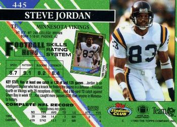 1993 Stadium Club - First Day Production/Issue #445 Steve Jordan Back