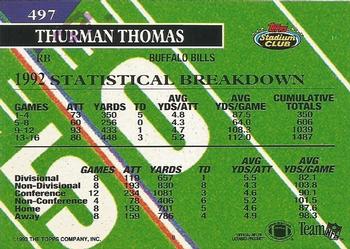 1993 Stadium Club - First Day Production/Issue #497 Thurman Thomas Back
