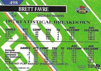 1993 Stadium Club - First Day Production/Issue #498 Brett Favre Back