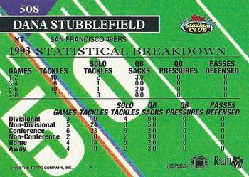 1993 Stadium Club - First Day Production/Issue #508 Dana Stubblefield Back