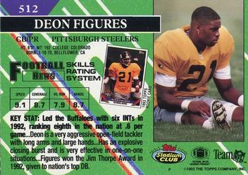 1993 Stadium Club - First Day Production/Issue #512 Deon Figures Back