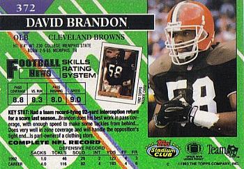 1993 Stadium Club - First Day Production/Issue #372 David Brandon Back