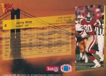 1993 Wild Card - 20 Stripe #4 Jerry Rice Back