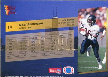 1993 Wild Card - 20 Stripe #14 Neal Anderson Back