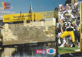 1993 Wild Card - 20 Stripe #133 Terrell Buckley Back