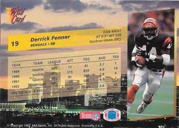 1993 Wild Card - 5 Stripe #19 Derrick Fenner Back