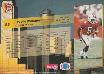 1993 Wild Card - 5 Stripe #85 Kevin Williams Back
